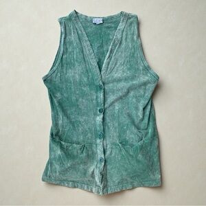 Liz & Jane Cotton Green Sleeveless Button-Up Tunic Top